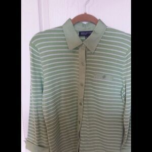Green and White Buttoned Down Sweater
